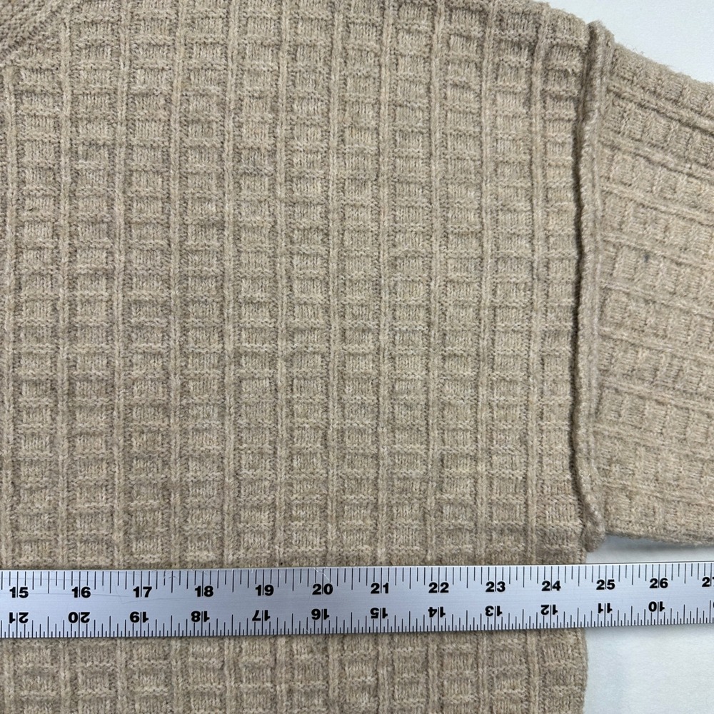 Max Studio London Textured Wool Blend Waffle Knit Cardigan Sweater XL Beige Boho - Picture 6 of 11